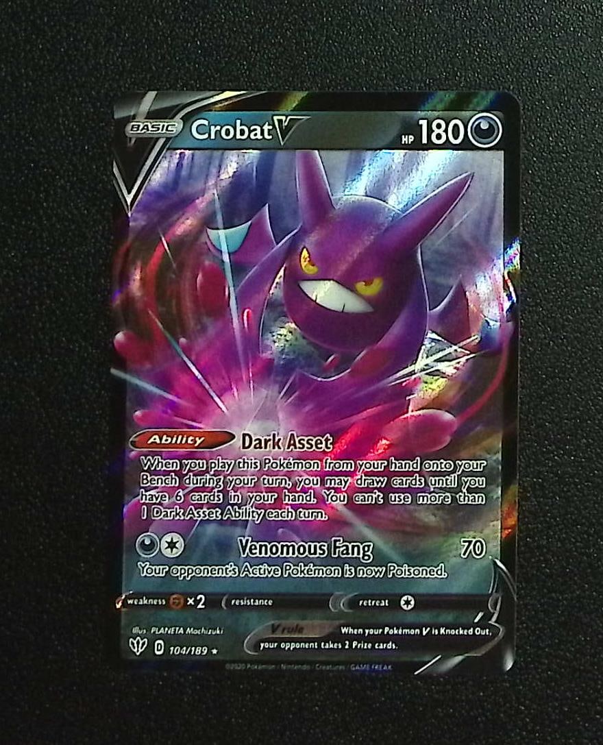 Pokemon Darkness Ablaze Crobat V #104: Pokemon Trading Card Game Cards, Charizard, Pikachu, Mewtwo, Reverse Holo, Holo Rare, Secret Rare Cards, Full Art Cards, Eevee, Ultra Rare Card, Illustration Rare, Special Illustration Rare SIR