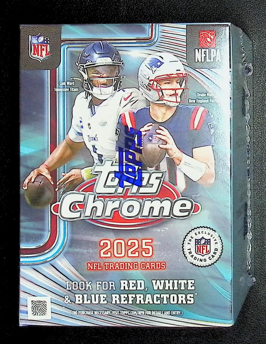 2025 Topps Chrome Football Blaster Box: Topps Football NFL Trading & Sports Cards, Refractors, Prism Refractors, X-Fractors, Sports Cards for Sale Near Me, Super Bowl & Hall of Fame Players, Autographs, SP, SSP, Valuable Auction Memorabilia