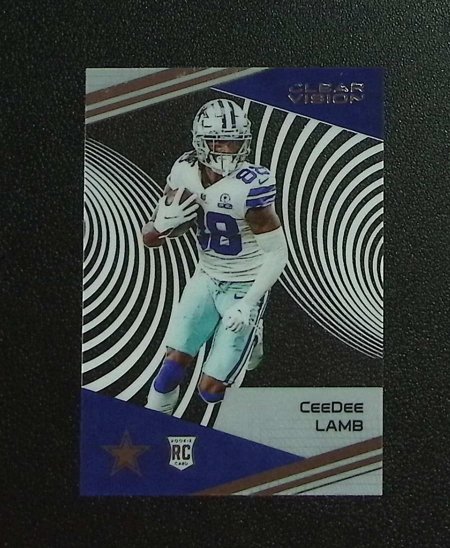 CeeDee Lamb Rookie Card Acetate 2020 Chronicles Clear Vision #CV-13 Dallas Cowboys: Panini, Donruss Optic, & Donruss Select, Prizm, Mosaic, Contenders, Zenith, Phoenix, Illusions, Absolute, Rookie NFL Sports Trading Cards, SP, SSP, Cards, Football Cards for Sale Near Me, Superbowl & 