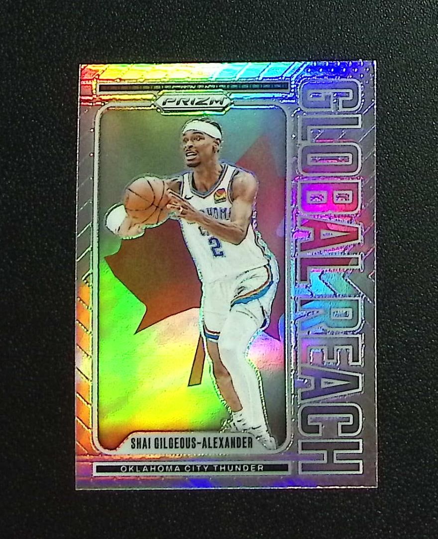 Shai Gilgeous-Alexander Global Reach Silver Prizm 2024-25 Panini Prizm #6 Thunder: Panini, Donruss Optic, Donruss Select, Prizm, Mosaic, Contenders, Revolution, Phoenix, NBA Hoops, Rookie NFL Sports Trading Cards, Silver, SP, SSP, Wave Prizms, Numbered Cards, Basketball sports Cards