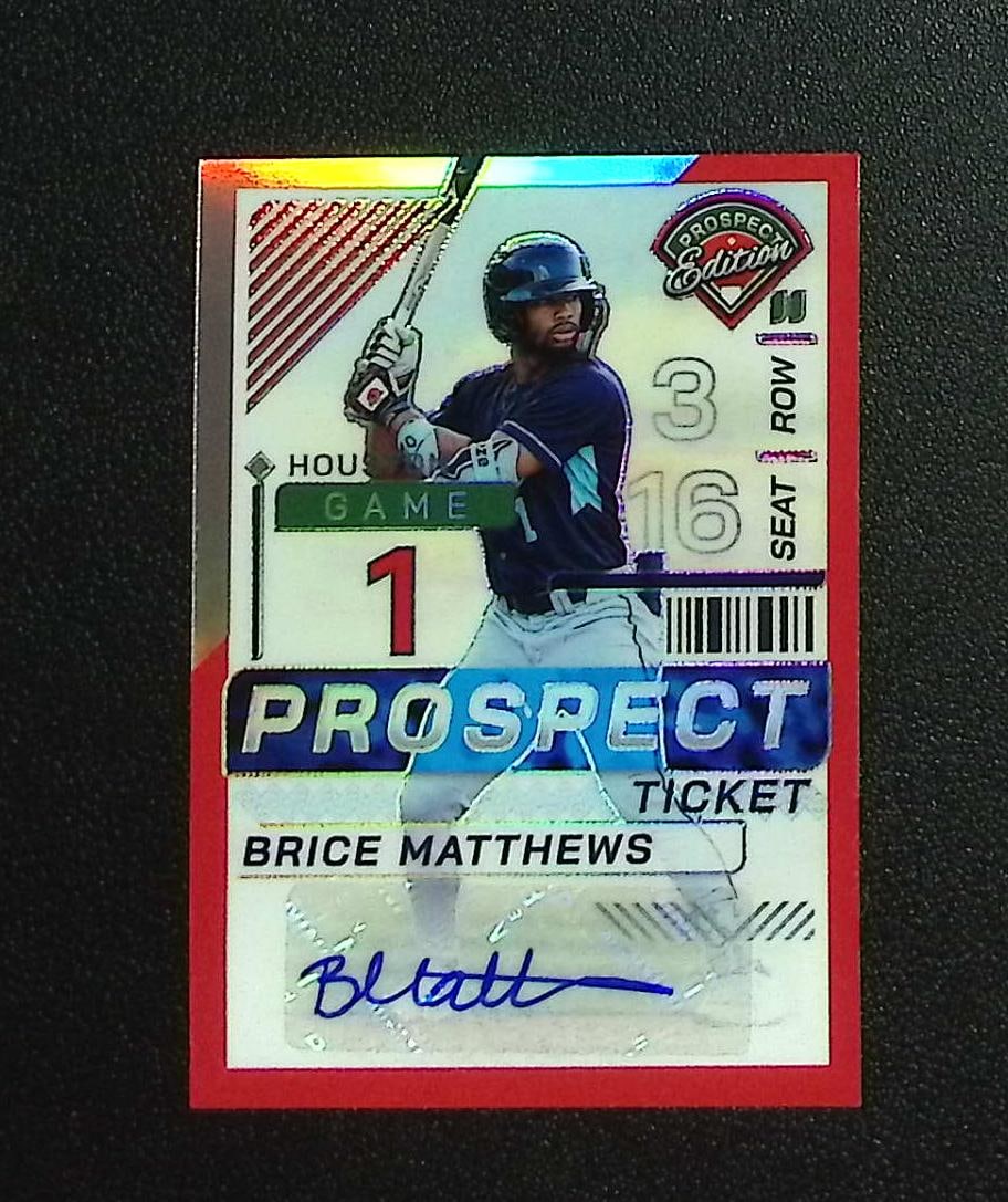 Brice Matthews Red Prizm Auto /199 2024 Panini Prospect Edition #112 Houston Astros: Panini, Donruss, & Donruss Optic Baseball MLB Trading & Sports Cards, Sports Cards for Sale Near Me, Prizm, Mosaic, Select, SP, SSP, Auction Memorabilia Lots for Sale On Line, World Series & Hall of F