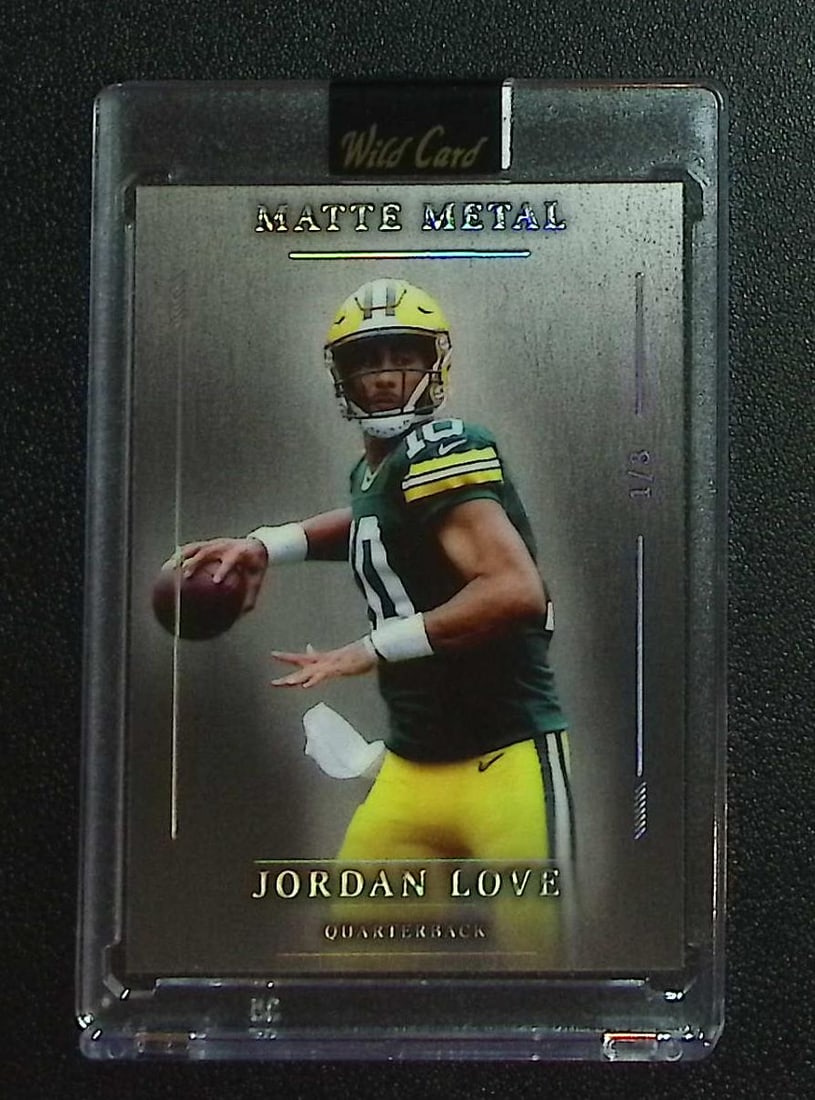 Jordan Love Matte Metal /3 2026 Wild Card #MMGMa4-JL Green Bay Packers: Wild Card Football NFL Trading Cards, Sports Cards for Sale Near Me, Hall of Fame & Super Bowl Player Cards, Auction Memorabilia Lots for Sale on Line