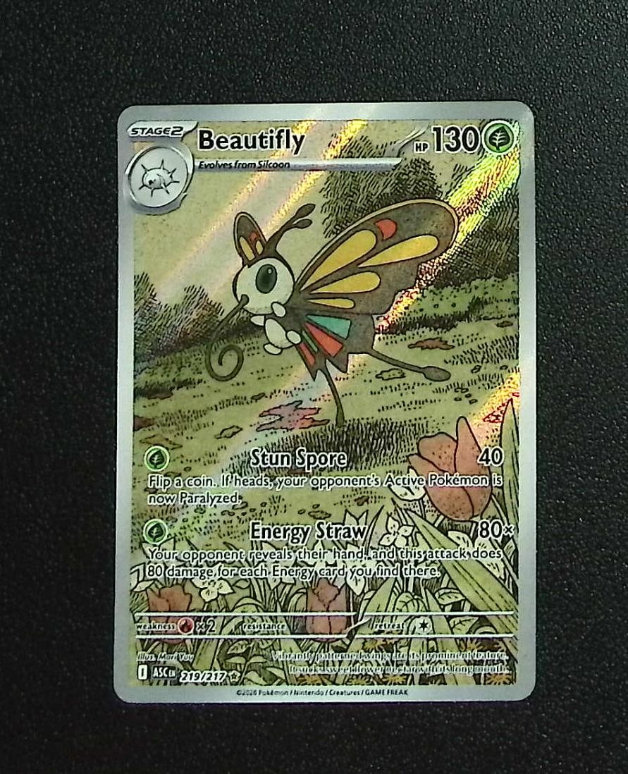 Pokemon Ascended Heroes Beautifly Illustration Rare #219: Pokemon Trading Card Game Cards, Charizard, Pikachu, Mewtwo, Reverse Holo, Holo Rare, Secret Rare Cards, Full Art Cards, Eevee, Ultra Rare Card, Illustration Rare, Special Illustration Rare SIR