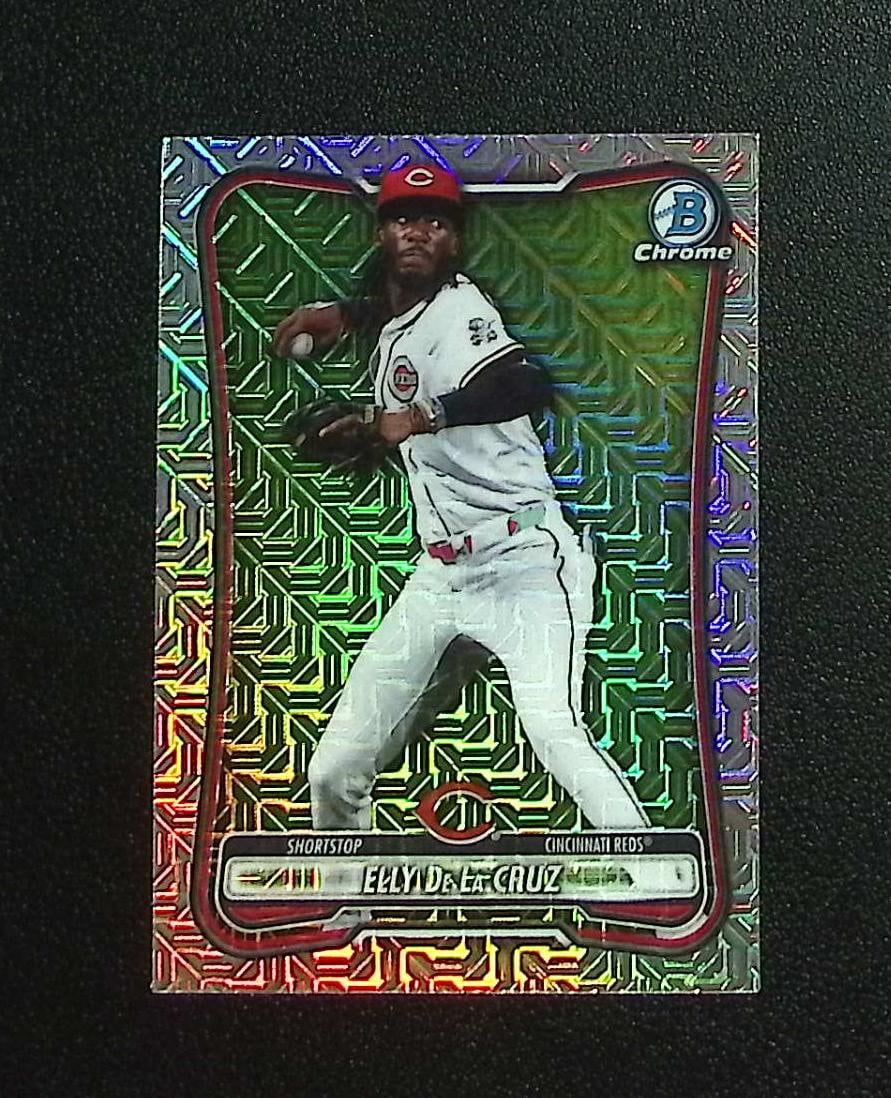 Elly De La Cruz Mojo Refractor 2026 Bowman Chrome #44 Cincinnati Reds: Topps, Bowman, & Fanatics Baseball MLB Trading & Sports Cards, Sports Cards for Sale Near Me, World Series & Hall of Fame Players Memorabilia, Refractors, X-Fractors, Numbered, SP, SSP, Valuable Aucti