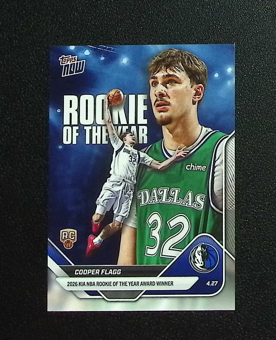 Cooper Flagg Rookie of the Year 2026 Topps Now #ROTY Dallas Mavericks: Topps & Bowman Basketball NBA Trading & Sports Cards, Sports Cards for Sale Near Me, Chrome, Refractor, SP, SSP, Valuable Auction Memorabilia Lots Sold On Line, NBA Championship & Hall of Fame Player