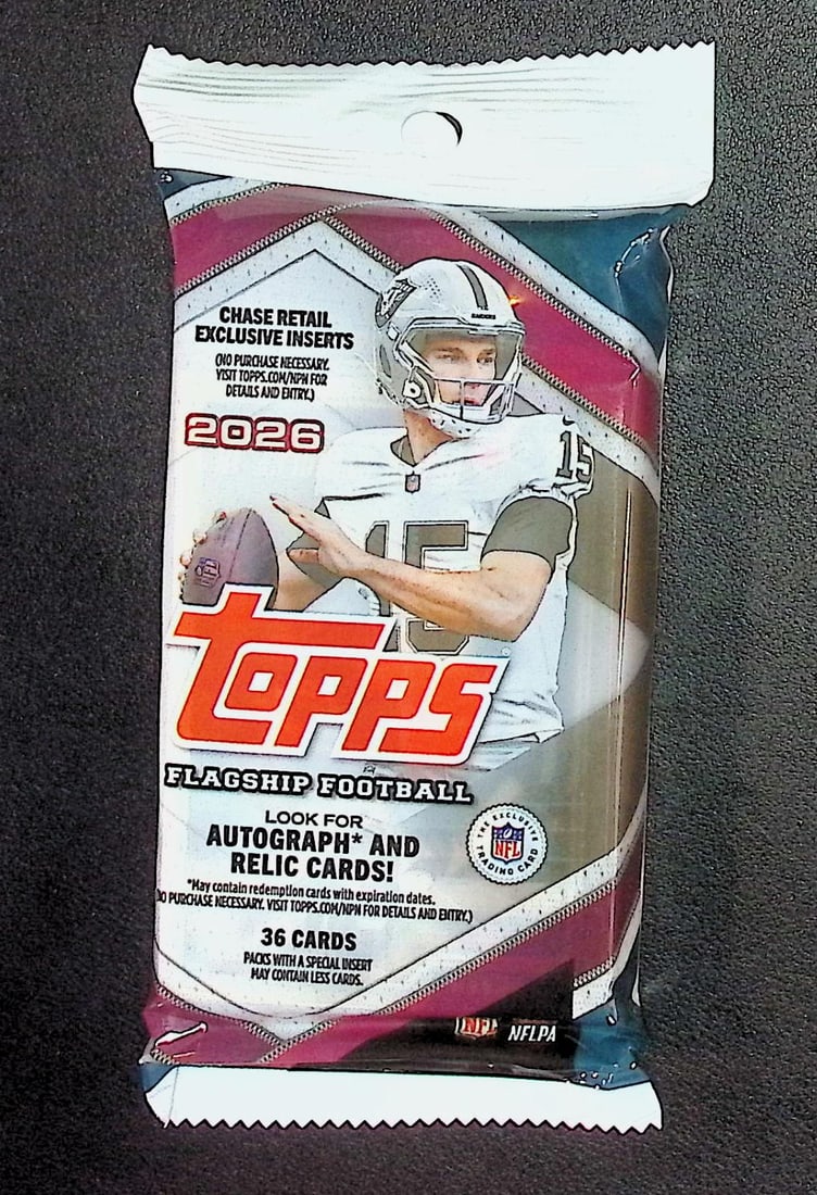 2026 Topps Flagship Football Hanger Fat Pack: Topps Football NFL Trading & Sports Cards, Refractors, Prism Refractors, X-Fractors, Sports Cards for Sale Near Me, Super Bowl & Hall of Fame Players, Autographs, SP, SSP, Valuable Auction Memorabilia