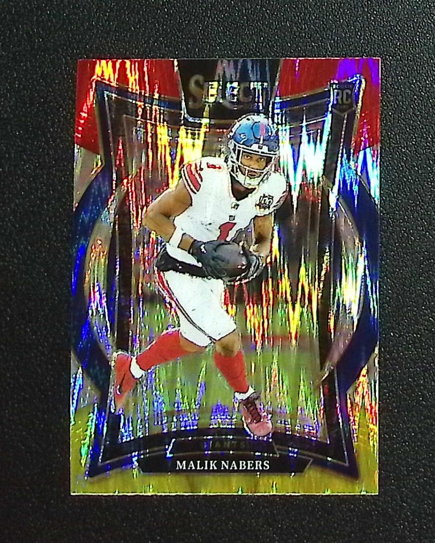 Malik Nabers Rookie Card Red/Yellow Shock Prizm 2024 Select #29 New York Giants: Panini, Donruss Optic, & Donruss Select, Prizm, Mosaic, Contenders, Zenith, Phoenix, Illusions, Absolute, Rookie NFL Sports Trading Cards, SP, SSP, Cards, Football Cards for Sale Near Me, Superbowl & 