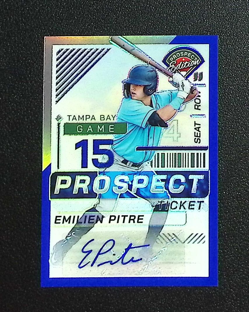Emilien Pitre Blue Prizm Auto /149 2024 Panini Prospect Edition #73 Tampa Bay Rays: Panini, Donruss, & Donruss Optic Baseball MLB Trading & Sports Cards, Sports Cards for Sale Near Me, Prizm, Mosaic, Select, SP, SSP, Auction Memorabilia Lots for Sale On Line, World Series & Hall of F