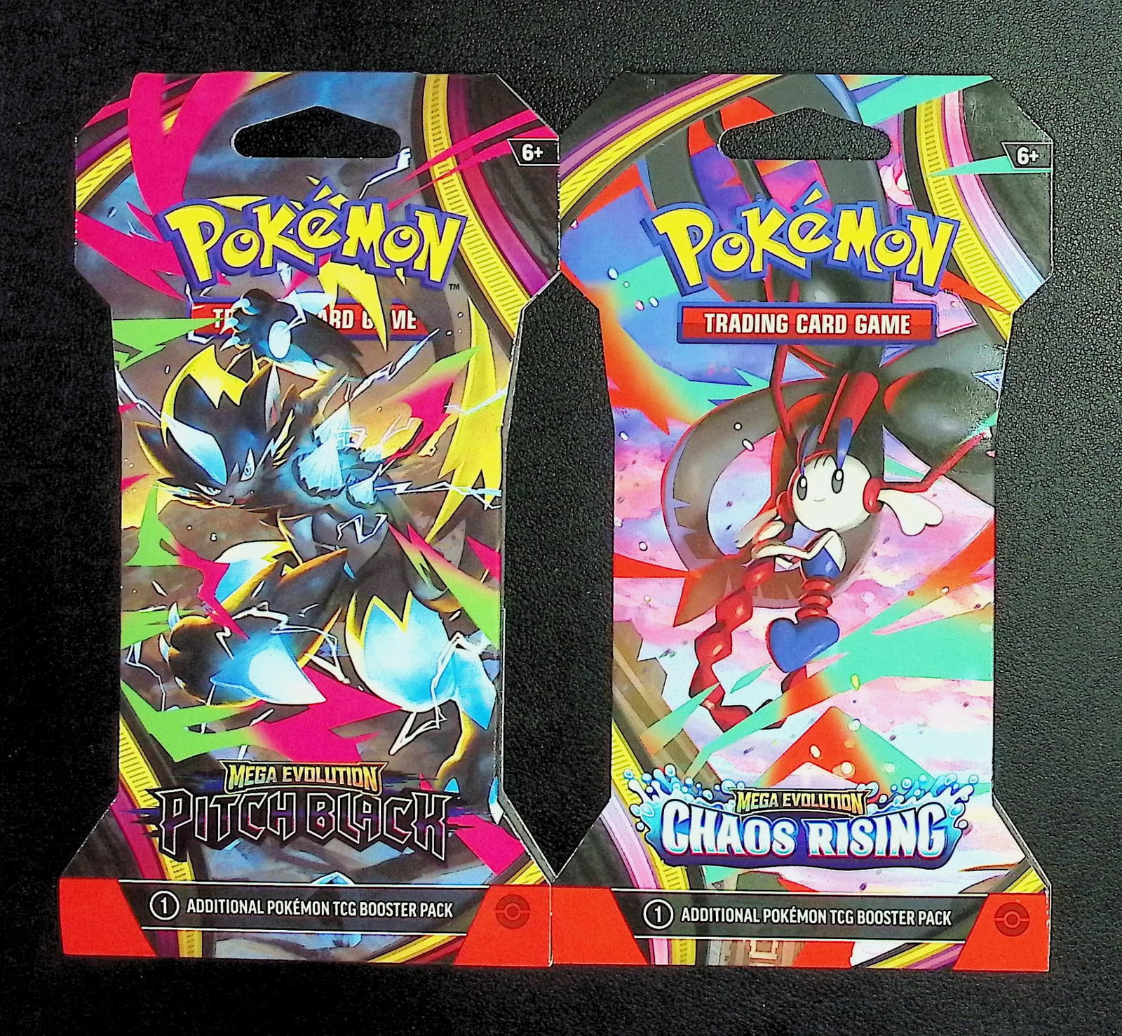 2 COUNT: 1 - Pokemon Chaos Rising & 1 - Pitch Black Booster Packs: Pokemon Trading Card Game Cards, Charizard, Pikachu, Mewto, EX, Referse Holo, Holo Rare Cards, Secret Rare Cards, Full Art Cards, Evee, 3 Stars Ultra Rare Cards, Double Rare, Illustration Rare, Specia