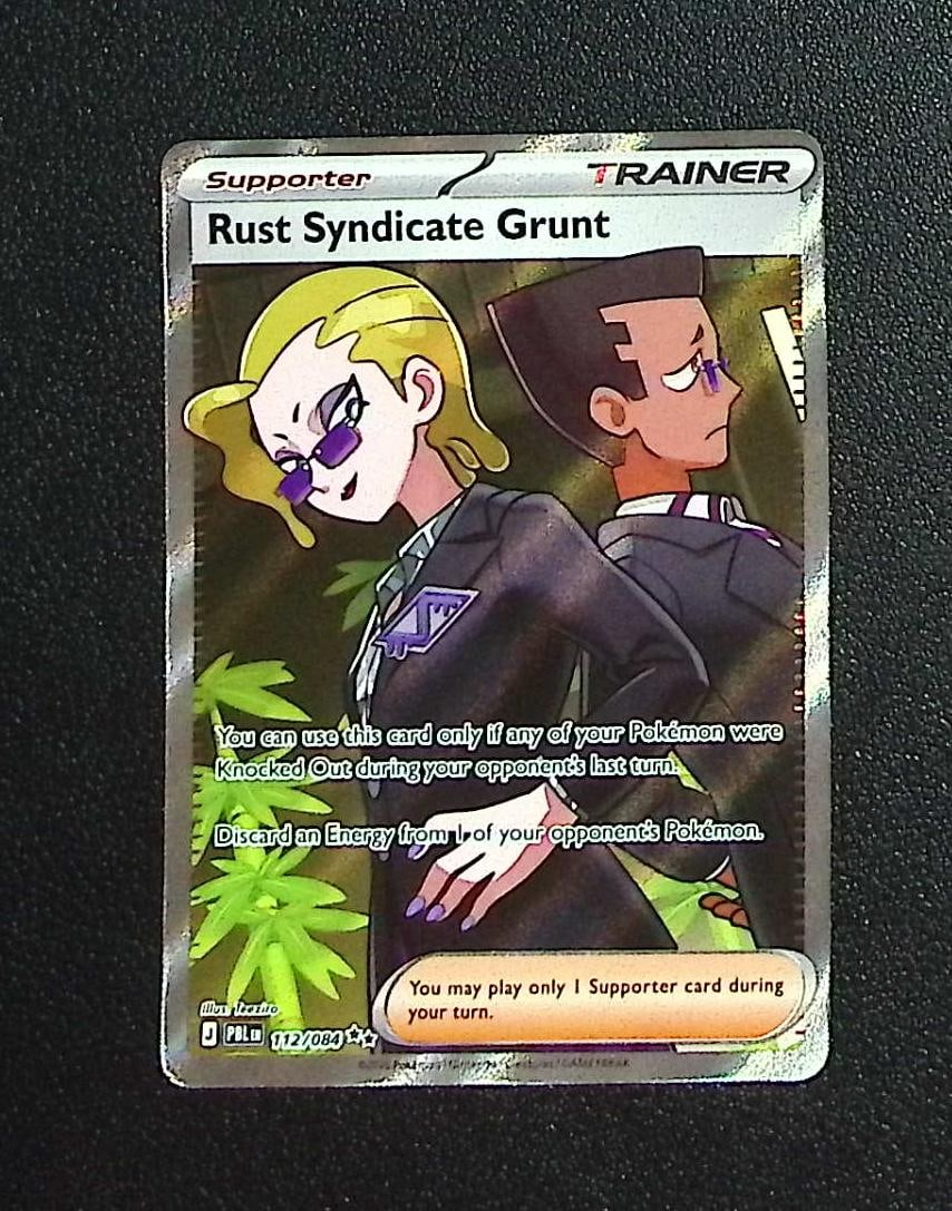 Pokemon Pitch Black Rust Syndicate Grunt Ultra Rare #112: Pokemon Trading Card Game Cards, Charizard, Pikachu, Mewtwo, Reverse Holo, Holo Rare, Secret Rare Cards, Full Art Cards, Eevee, Ultra Rare Card, Illustration Rare, Special Illustration Rare SIR