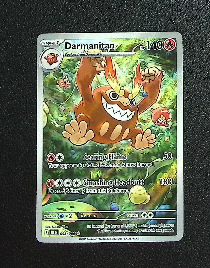 Pokemon Black Bolt Darmanitan Illustration Rare #98: Pokemon Trading Card Game Cards, Charizard, Pikachu, Mewtwo, Reverse Holo, Holo Rare, Secret Rare Cards, Full Art Cards, Eevee, Ultra Rare Card, Illustration Rare, Special Illustration Rare SIR