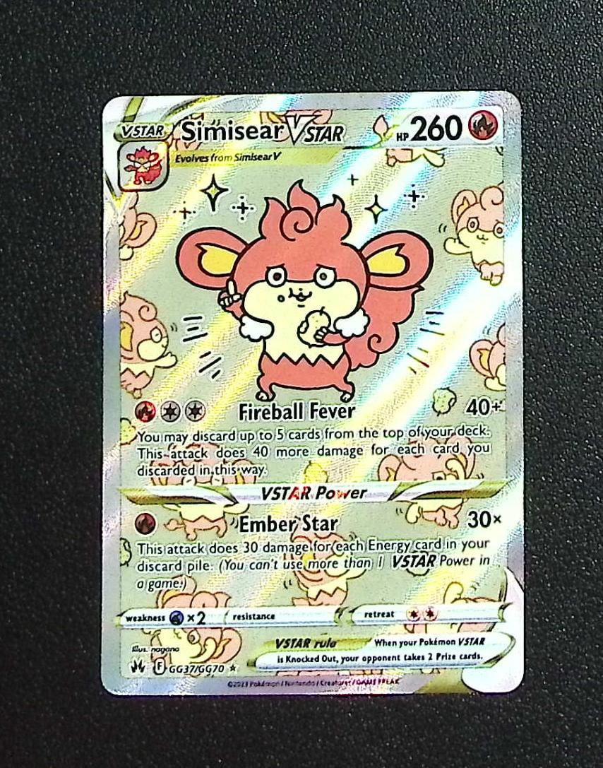 Pokemon Crown Zenith Galarian Gallery Simisear VStar #GG37: Pokemon Trading Card Game Cards, Charizard, Pikachu, Mewtwo, Reverse Holo, Holo Rare, Secret Rare Cards, Full Art Cards, Eevee, Ultra Rare Card, Illustration Rare, Special Illustration Rare SIR
