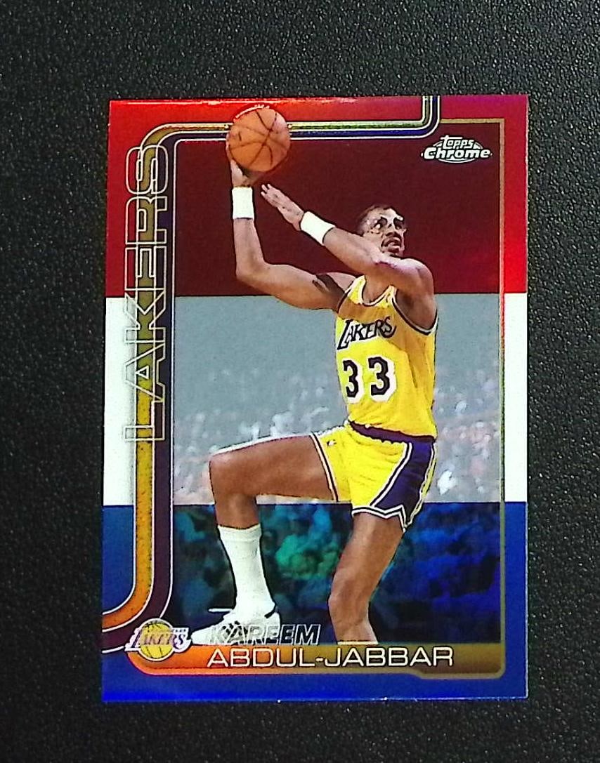 Kareem Abdul-Jabbar Red White Blue Refractor 2025-26 Topps Chrome #144 Lakers: Topps & Bowman Basketball NBA Trading & Sports Cards, Sports Cards for Sale Near Me, Chrome, Refractor, SP, SSP, Valuable Auction Memorabilia Lots Sold On Line, NBA Championship & Hall of Fame Player