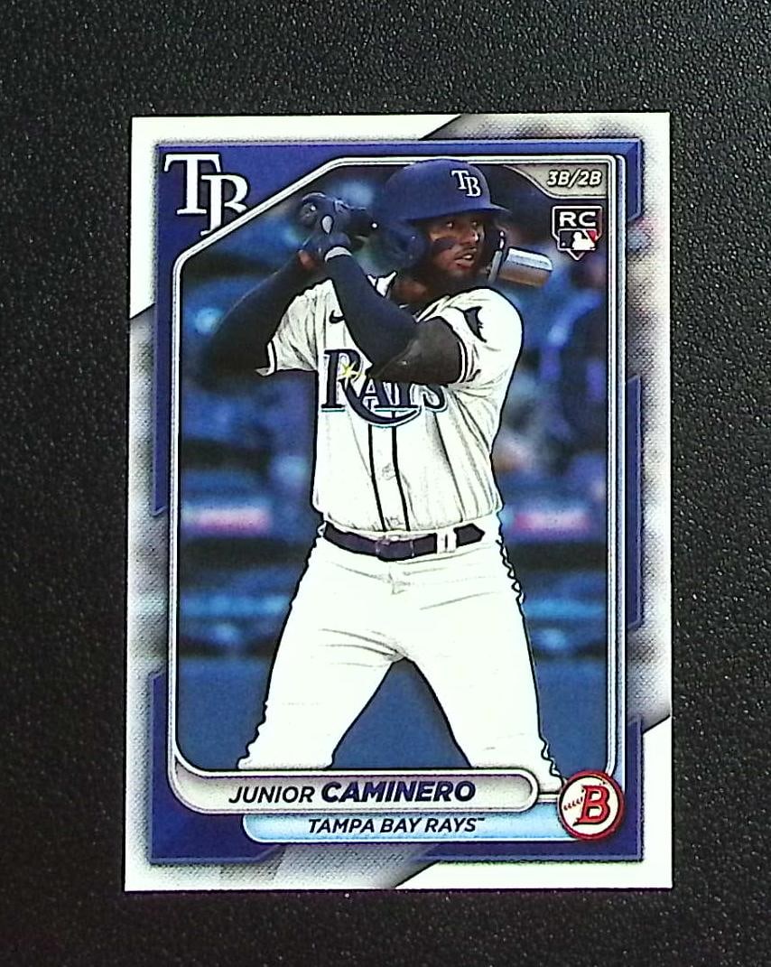 Junior Caminero Rookie Card 2024 Bowman #20 Tampa Bay Rays: Topps, Bowman, & Fanatics Baseball MLB Trading & Sports Cards, Sports Cards for Sale Near Me, World Series & Hall of Fame Players Memorabilia, Refractors, X-Fractors, Numbered, SP, SSP, Valuable