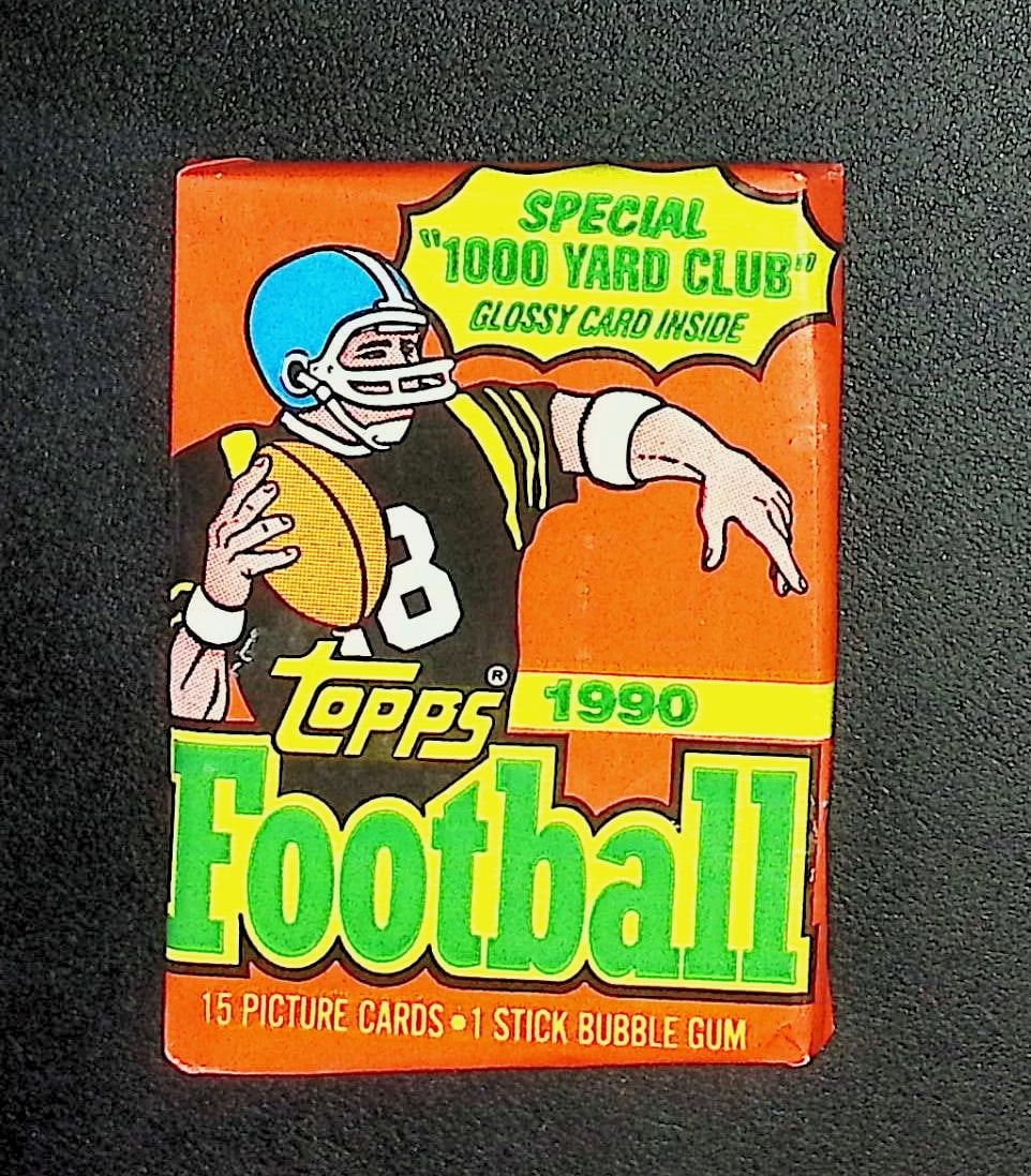1990 Series 1 Topps Football Card Retail Box Wax Pack - Deion Sanders Rookie Card: Vintage Valuable Football NFL Trading & Sports Cards, Old Sports Cards Sold On Line, Auction Lots Sold On Line, Super Bowl and Hall of Fame Players, Dallas Cowboys, Buffalo Bills, Steelers, 49ers, Joe