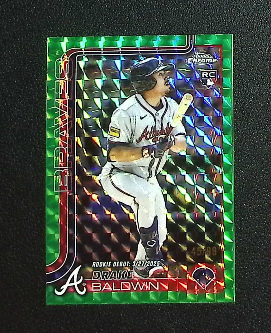 Drake Baldwin Rookie Card Green Geometic /99 2025 Topps Chrome Update #USC88: Topps, Bowman, & Fanatics Baseball MLB Trading & Sports Cards, Sports Cards for Sale Near Me, World Series & Hall of Fame Players Memorabilia, Refractors, X-Fractors, Numbered, SP, SSP, Valuable Aucti