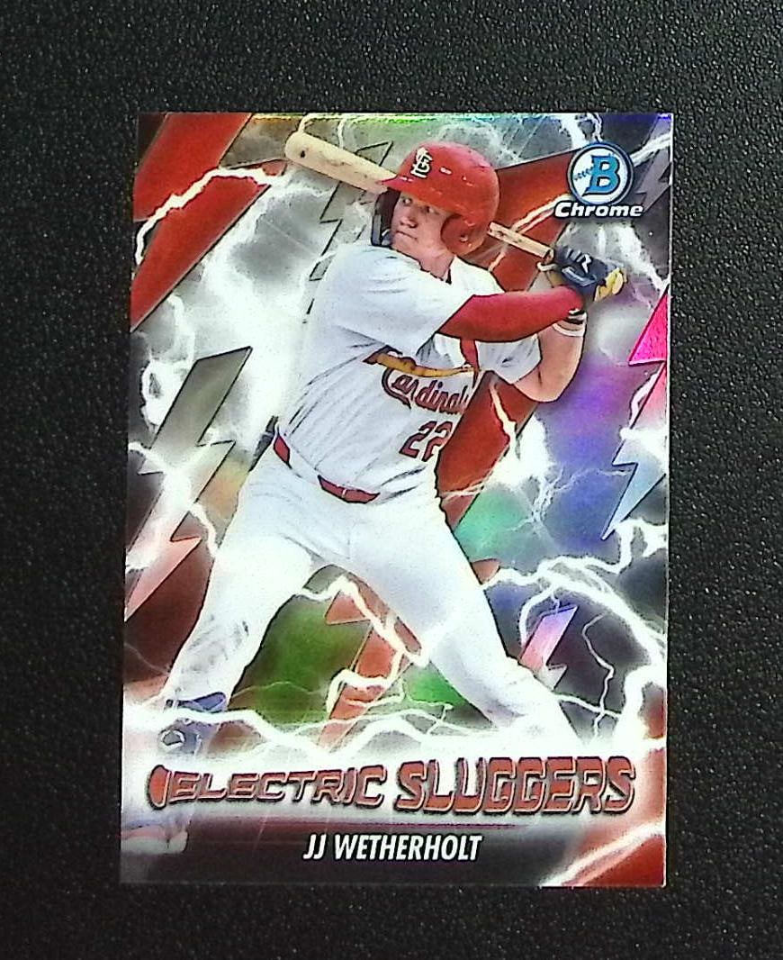 JJ Wetherholt Electric Sluggers 2026 Bowman Chrome #ES-12 St. Louis Cardinals: Topps, Bowman, & Fanatics Baseball MLB Trading & Sports Cards, Sports Cards for Sale Near Me, World Series & Hall of Fame Players Memorabilia, Refractors, X-Fractors, Numbered, SP, SSP, Valuable Aucti