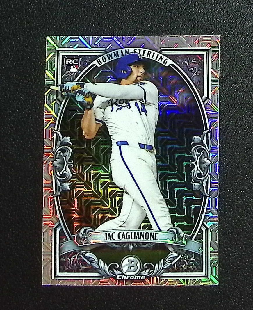Jac Caglianone Rookie Bowman Sterling Mojo 2026 Bowman Chrome #BST-14 Royals: Topps, Bowman, & Fanatics Baseball MLB Trading & Sports Cards, Sports Cards for Sale Near Me, World Series & Hall of Fame Players Memorabilia, Refractors, X-Fractors, Numbered, SP, SSP, Valuable Aucti