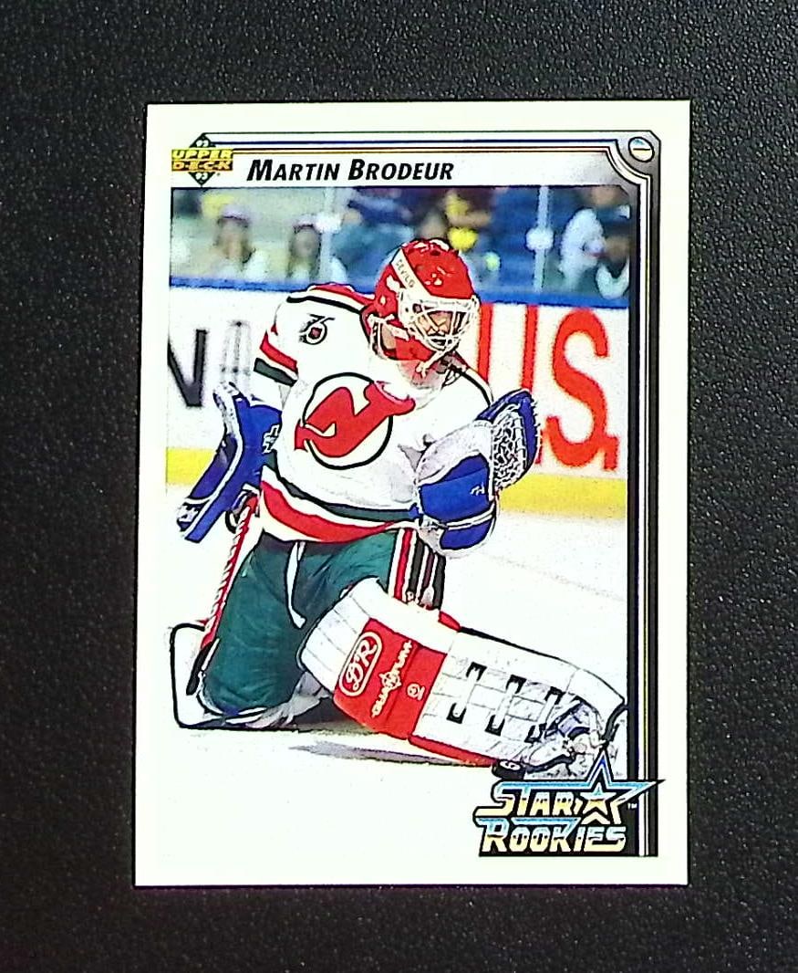 Martin Brodeur Rookie Card 1992-93 Upper Deck #408 New Jersey Devils: Upper Deck NHL Hockey Trading & Sports Cards, Sports Cards for Sale Near Me, Stanley Cup & Hall of Fame Players, Valuable Auction Memorabilia Lots for Sale On Line