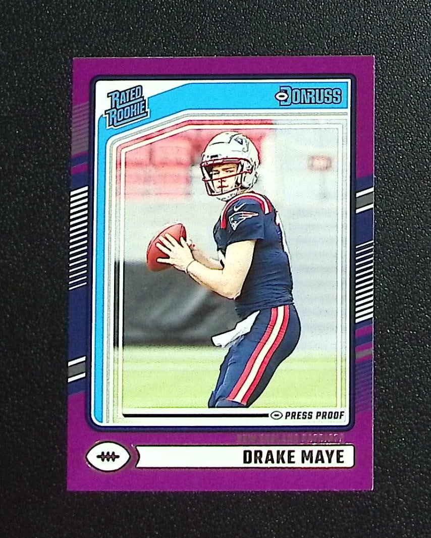 Drake Maye Rookie Card Purple Press Proof 2024 Donruss #379 New England Patriots: Panini, Donruss Optic, & Donruss Select, Prizm, Mosaic, Contenders, Zenith, Phoenix, Illusions, Absolute, Rookie NFL Sports Trading Cards, SP, SSP, Cards, Football Cards for Sale Near Me, Superbowl & 
