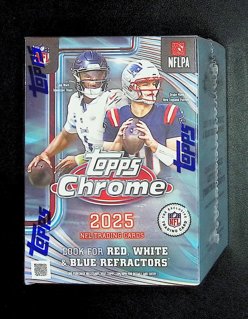 2025 Topps Chrome Football Blaster Box: Topps Football NFL Trading & Sports Cards, Refractors, Prism Refractors, X-Fractors, Sports Cards for Sale Near Me, Super Bowl & Hall of Fame Players, Autographs, SP, SSP, Valuable Auction Memorabilia