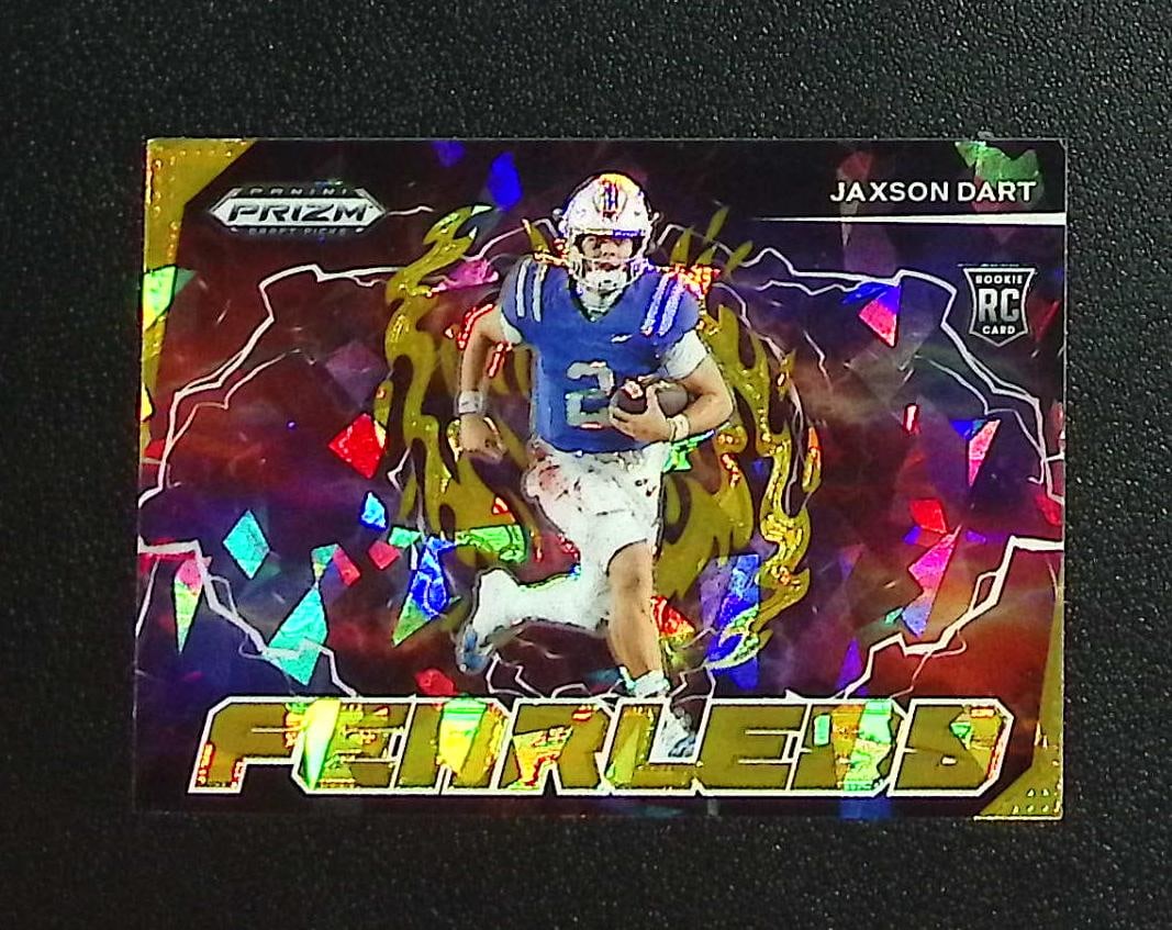 Jaxson Dart Rookie Card Fearless Gold Ice 2025 Prizm Draft Picks #F-JDT Ole Miss Rebels: Panini, Donruss Optic, & Donruss Select, Prizm, Mosaic, Contenders, Zenith, Phoenix, Illusions, Absolute, Rookie NFL Sports Trading Cards, SP, SSP, Cards, Football Cards for Sale Near Me, Superbowl & 