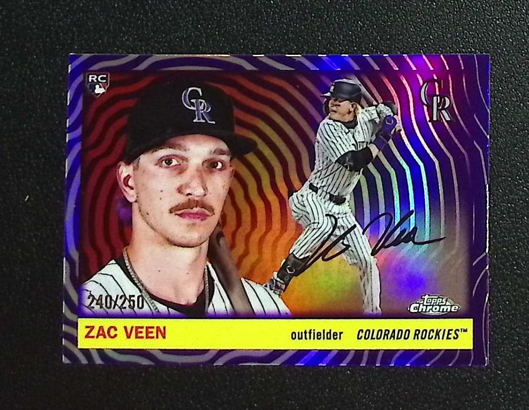 Zac Veen Rookie Purple Vibrations Refractor /250 2025 Topps Chrome Platinum #325: Topps, Bowman, & Fanatics Baseball MLB Trading & Sports Cards, Sports Cards for Sale Near Me, World Series & Hall of Fame Players Memorabilia, Refractors, X-Fractors, Numbered, SP, SSP, Valuable Aucti
