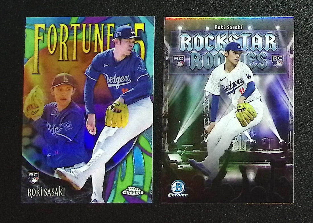 Lok of 2 Roki Sasaki Rookie Cards. Topps Chrome #F15-13 & Bowman Chrome #RR-20: Topps, Bowman, & Fanatics Baseball MLB Trading & Sports Cards, Sports Cards for Sale Near Me, World Series & Hall of Fame Players Memorabilia, Refractors, X-Fractors, Numbered, SP, SSP, Valuable Aucti