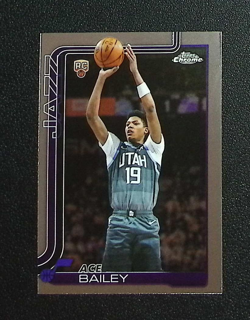 Ace Bailey Rookie Card 2025-26 Topps Chrome Update #155 Utah Jazz: Topps & Bowman Basketball NBA Trading & Sports Cards, Sports Cards for Sale Near Me, Chrome, Refractor, SP, SSP, Valuable Auction Memorabilia Lots Sold On Line, NBA Championship & Hall of Fame Player 