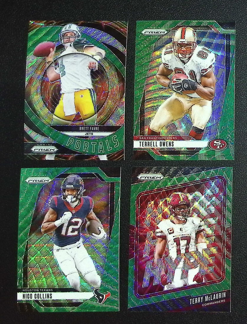 Lot of 4 2024 Panini Prizm NFL Green Wave Prizms. All Different, See Pictures: Panini, Donruss Optic, & Donruss Select, Prizm, Mosaic, Contenders, Zenith, Phoenix, Illusions, Absolute, Rookie NFL Sports Trading Cards, SP, SSP, Cards, Football Cards for Sale Near Me, Superbowl & 