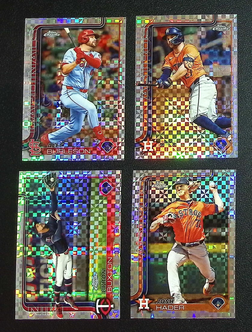 Lot of 4 2025 Topps Chrome MLB Xfractors. All Different, See Pictures: Topps, Bowman, & Fanatics Baseball MLB Trading & Sports Cards, Sports Cards for Sale Near Me, World Series & Hall of Fame Players Memorabilia, Refractors, X-Fractors, Numbered, SP, SSP, Valuable Aucti