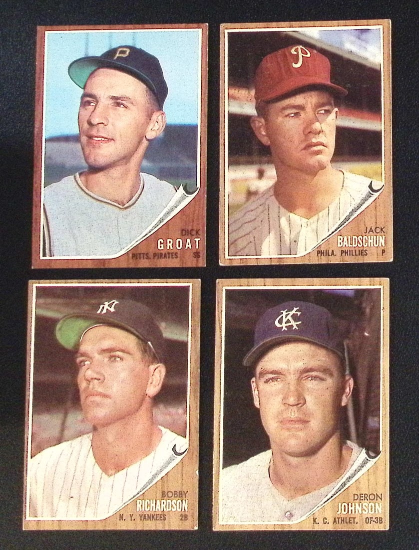 Lot of 4 1962 Topps Vintage Baseball Cards. All Different, See Pictures for Cards/Condition: MLB Trading Cards, Baseball Cards, Topps Cards, Topps Baseball Cards, Topps Vintage Cards, Sports Cards for Sale Near Me, Vintage Sports Card, Vintage Baseball Cards, Old Baseball Cards, Old Sports Ca