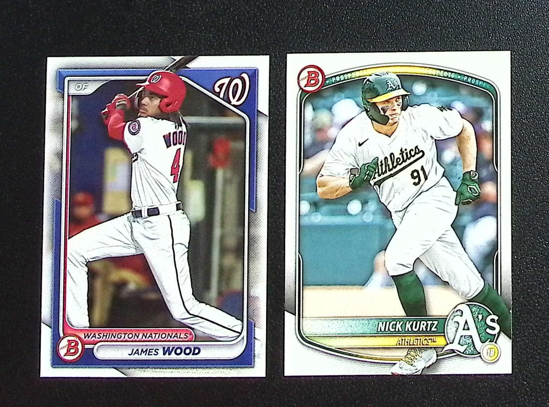 Lot of 2 Bowman Paper Prospect Cards. James Wood #BP-91 & Nick Kurtz #BP-114: Topps, Bowman, & Fanatics Baseball MLB Trading & Sports Cards, Sports Cards for Sale Near Me, World Series & Hall of Fame Players Memorabilia, Refractors, X-Fractors, Numbered, SP, SSP, Valuable Aucti