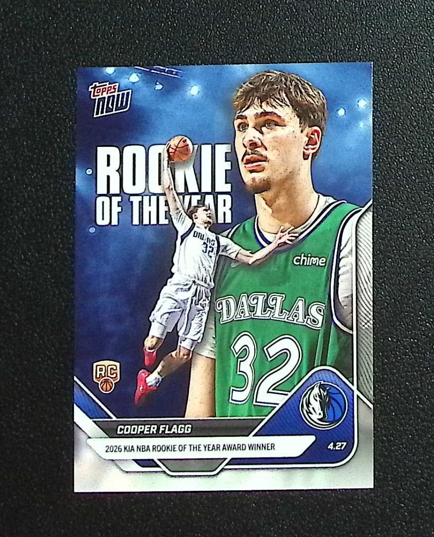 Cooper Flagg Rookie of the Year 2026 Topps Now #ROTY Dallas Mavericks: Topps & Bowman Basketball NBA Trading & Sports Cards, Sports Cards for Sale Near Me, Chrome, Refractor, SP, SSP, Valuable Auction Memorabilia Lots Sold On Line, NBA Championship & Hall of Fame Player 