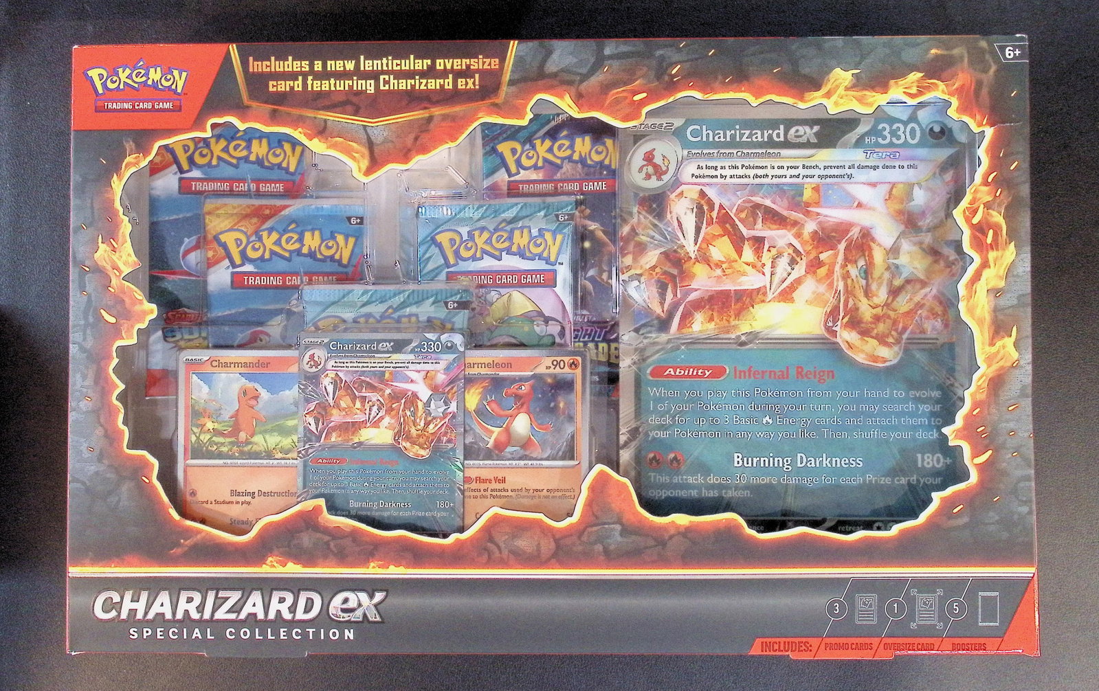 Pokemon Charizard ex Special Collection Box - 5 Booster Packs, 2 Foil Promo Charmander & Charmeleon, (1 of 2)
