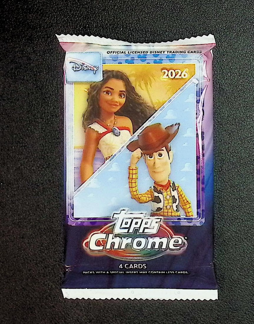2026 Topps Disney Chrome Blaster Box Pack: Disney Topps Trading Cards of Movies & Television Shows, Refractors, Ray Waves, Numbered Rare Cards. Darth Vader, Luke Skywalker, Princess Leia, Mandalorian, Yoda, Grogu, Han Solo, Rebellion, Imperial