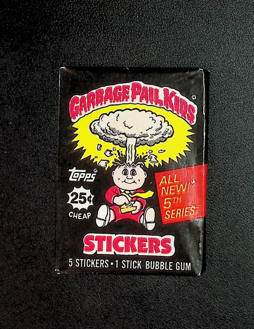 1986 Topps Vintage Garbage Pail Kids Retail Box Wax Pack - 5th Series: Sealed Packs this old have no card quality guarantees - Topps Trading Cards Sold on Line, Auction Lots for sale on line, Trading Card Stickers