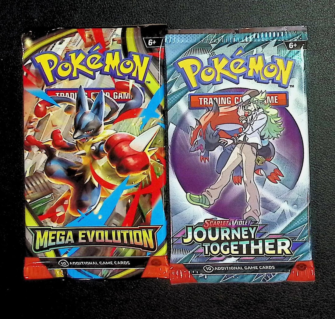 2 COUNT: 1 - 2025 Pokemon Journey Together Booster Pack & 1 - 2025 Mega Evolutions Booster Pack: Pokemon Trading Card Game Cards, Charizard, Pikachu, Mewto, EX, Referse Holo, Holo Rare Cards, Secret Rare Cards, Full Art Cards, Evee, 3 Stars Ultra Rare Cards, Double Rare, Illustration Rare, Specia