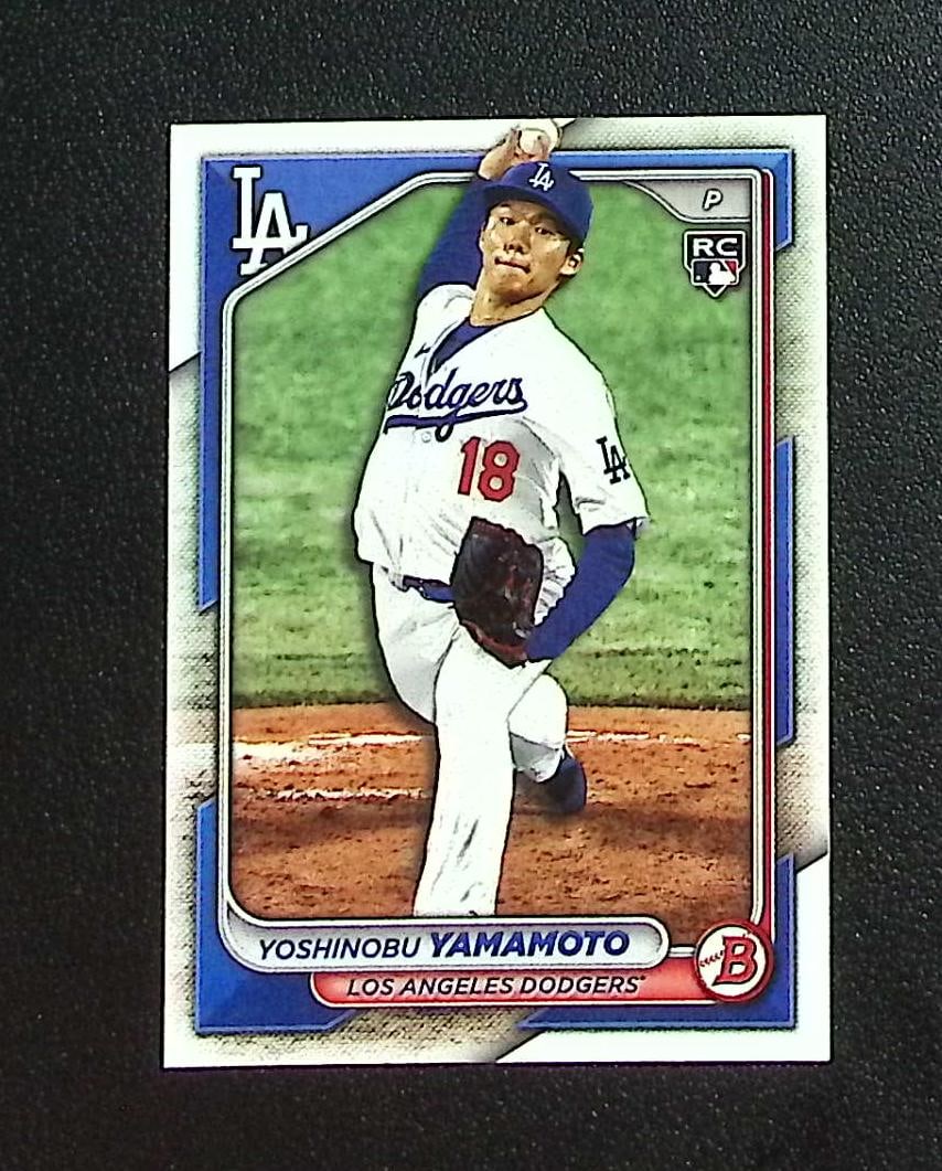 Yoshinobu Yamamoto Rookie Card 2024 Bowman #36 Los Angeles Dodgers: Topps, Bowman, & Fanatics Baseball MLB Trading & Sports Cards, Sports Cards for Sale Near Me, World Series & Hall of Fame Players Memorabilia, Refractors, X-Fractors, Numbered, SP, SSP, Valuable Aucti