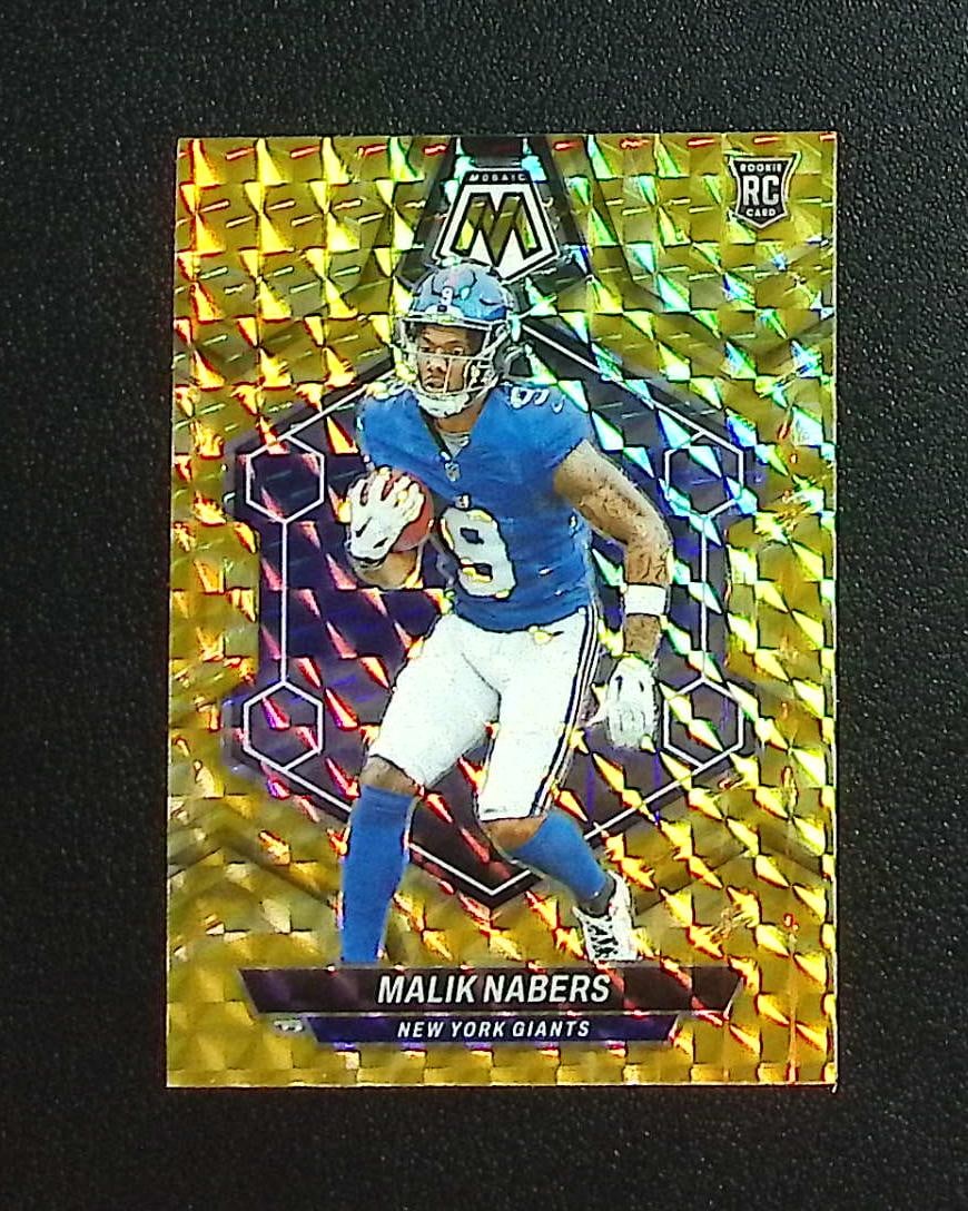 Malik Nabers Rookie Card Yellow Reactive Prizm 2024 Mosaic #306 New York Giants: Panini, Donruss Optic, & Donruss Select, Prizm, Mosaic, Contenders, Zenith, Phoenix, Illusions, Absolute, Rookie NFL Sports Trading Cards, SP, SSP, Cards, Football Cards for Sale Near Me, Superbowl & 