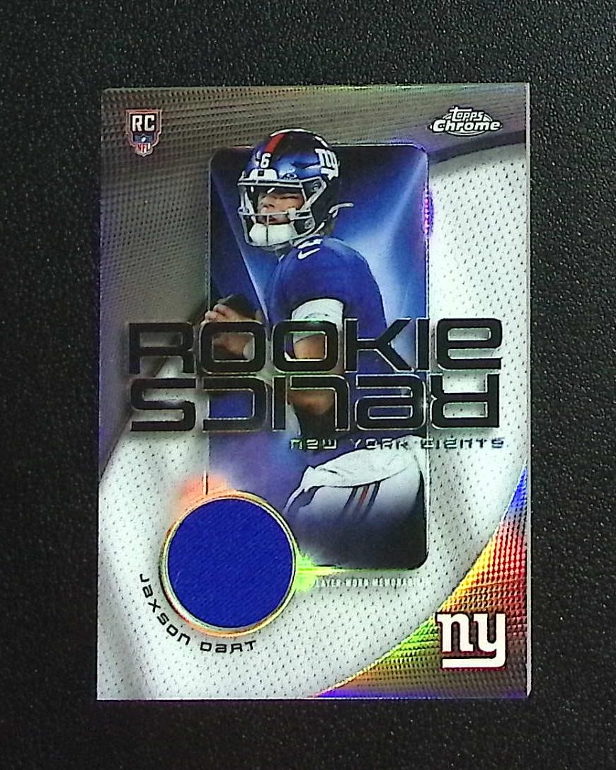 Jaxson Dart Rookie Card Patch 2025 Topps Chrome #RR-JD New York Giants: Topps & Bowman Football NFL Trading Sports Cards, Sports Cards for Sale Near Me, Super Bowl & Hall of Fame Player Cards, Resurgence, Composite, SP, SSP, Valuable Auction Memorabilia Lots For Sale On L