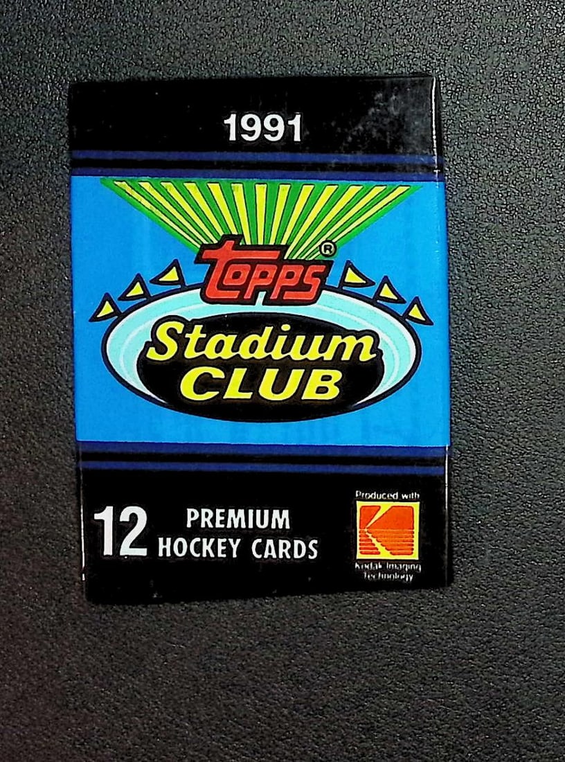 1991 Topps STADIUM CLUB Hockey Cards Retail Box Wax Pack NHL Trading Cards: Topps Vintage Hockey NHL Trading & Sports Cards, Brett Hull, Ray Bourque, Patrick Roy, Mario Lemieux, Wayne Gretzky, Old Sports Cards for Sale Near Me, Stanley Cup & Hall of Fame Players, Valuable Auc