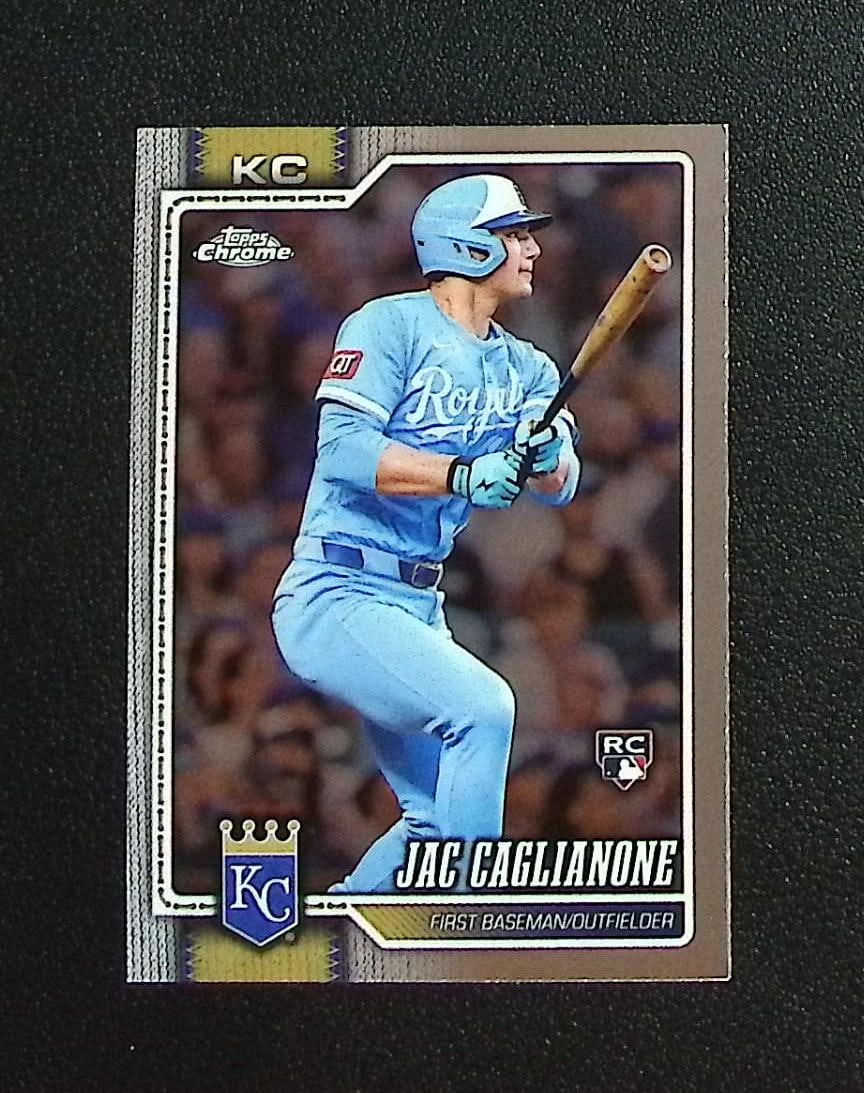 Jac Caglianone Rookie Card 2026 Topps Chrome #131 Kansas City Royals: Topps, Bowman, & Fanatics Baseball MLB Trading & Sports Cards, Sports Cards for Sale Near Me, World Series & Hall of Fame Players Memorabilia, Refractors, X-Fractors, Numbered, SP, SSP, Valuable Aucti