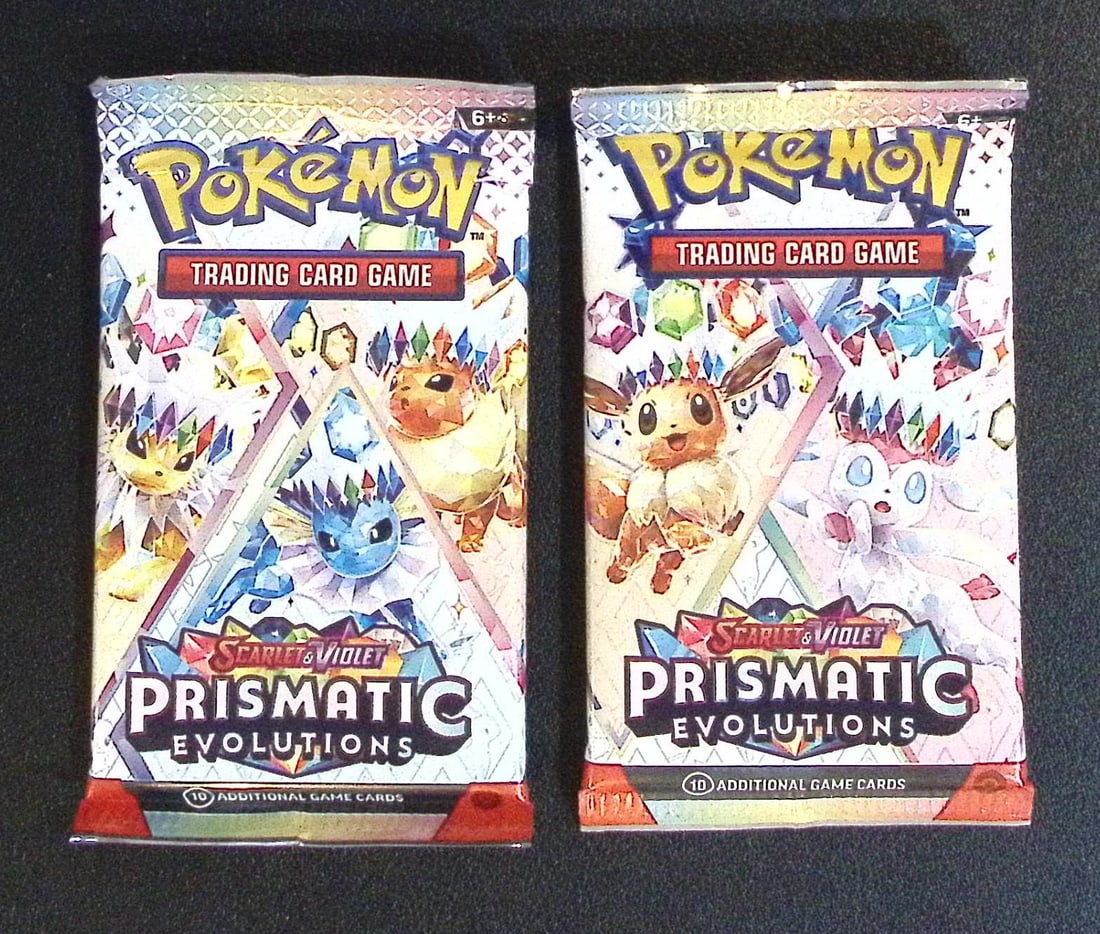 Lot of 2 Pokemon Prismatic Evolutions Booster Packs: Pokemon Trading Card Game Cards, Charizard, Pikachu, Mewtwo, Reverse Holo, Holo Rare, Secret Rare Cards, Full Art Cards, Eevee, Ultra Rare Card, Illustration Rare, Special Illustration Rare SIR