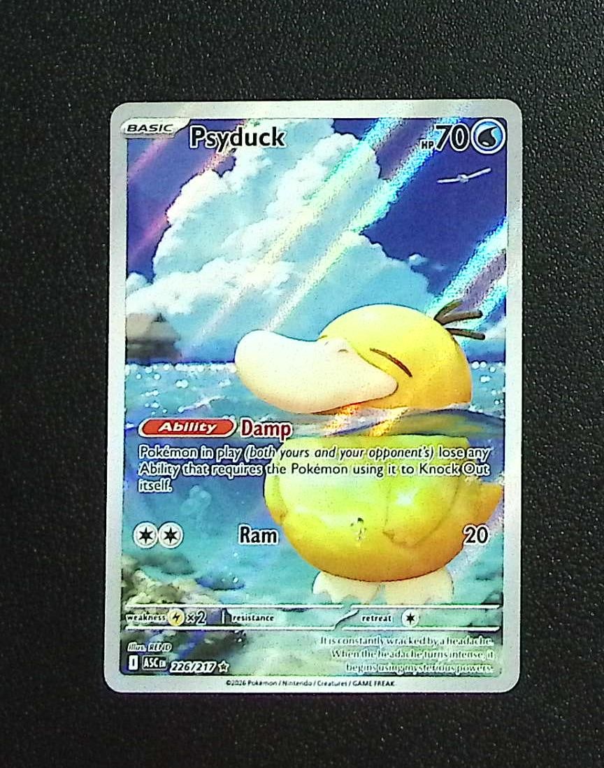 Pokemon Ascended Heroes Psyduck Illustration Rare #226: Pokemon Trading Card Game Cards, Charizard, Pikachu, Mewtwo, Reverse Holo, Holo Rare, Secret Rare Cards, Full Art Cards, Eevee, Ultra Rare Card, Illustration Rare, Special Illustration Rare SIR