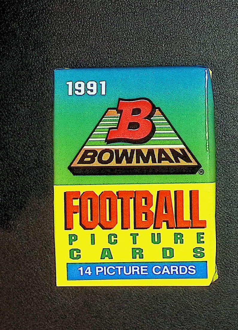 1991 Bowman Vintage Football Card Retail Box Wax Pack - Emmitt Smith Rookie Card: Vintage Valuable Football NFL Trading & Sports Cards, Old Sports Cards Sold On Line, Auction Lots Sold On Line, Super Bowl and Hall of Fame Players, Dallas Cowboys, Buffalo Bills, Steelers, 49ers, Joe