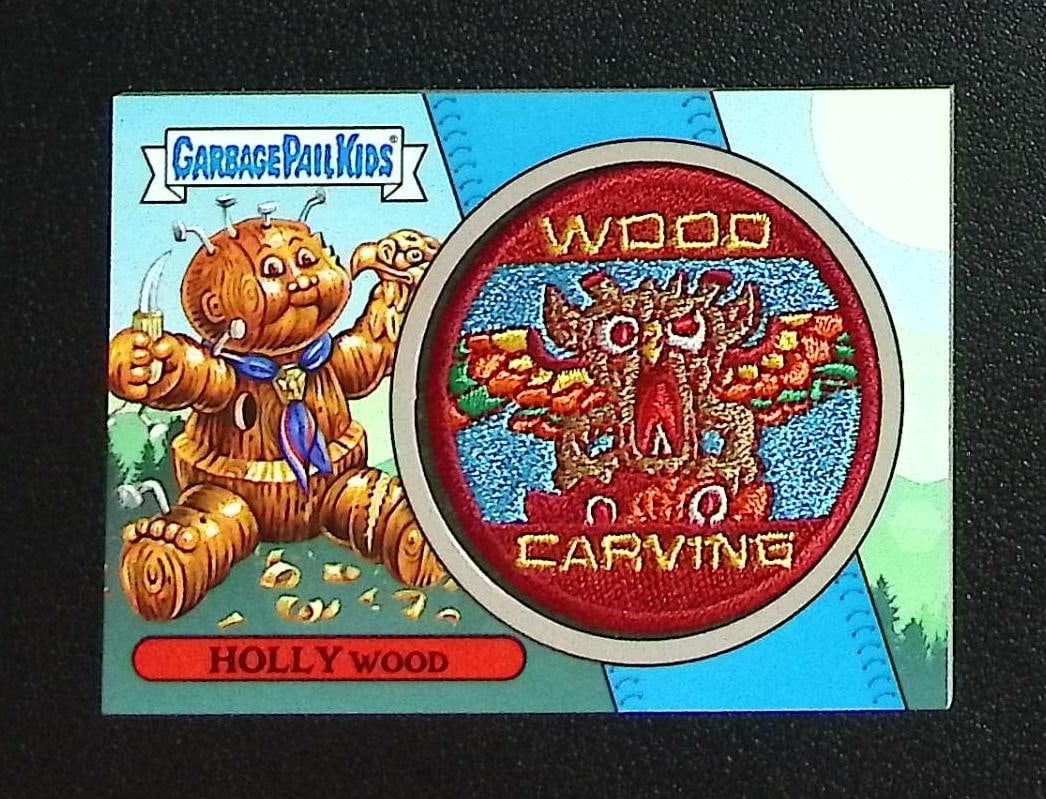 Holly Wood Wood Carving Blue Patch /99 2024 Topps Garbage Pail Kids #P-WC (1 of 2)