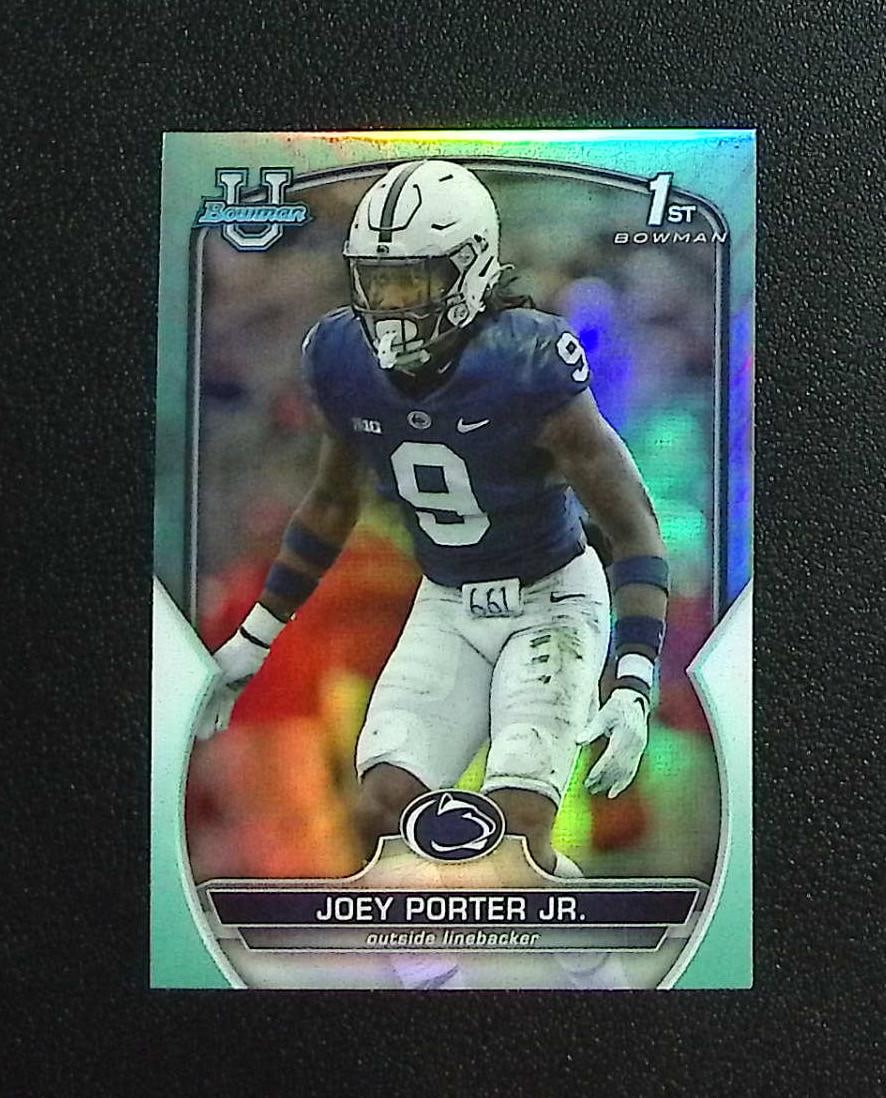 Joey Porter Jr. 1st Bowman Aqua Refractor /299 2022 Bowman U Chrome #79 PSU, Steelers: Topps & Bowman Football NFL Trading Sports Cards, Sports Cards for Sale Near Me, Super Bowl & Hall of Fame Player Cards, Resurgence, Composite, SP, SSP, Valuable Auction Memorabilia Lots For Sale On L