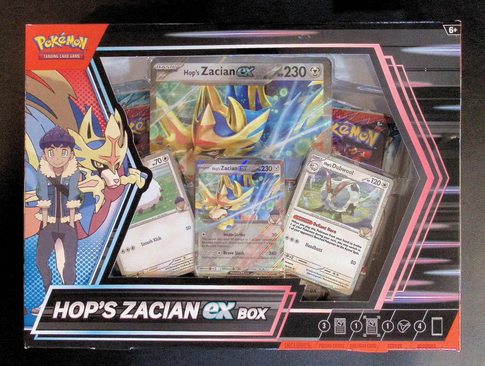 Pokemon Hop's Zacian ex Box - 4 Booster Packs, 1 Foil Promo, 2 Foil Cards, 1 Photo Sticker (1 of 2)