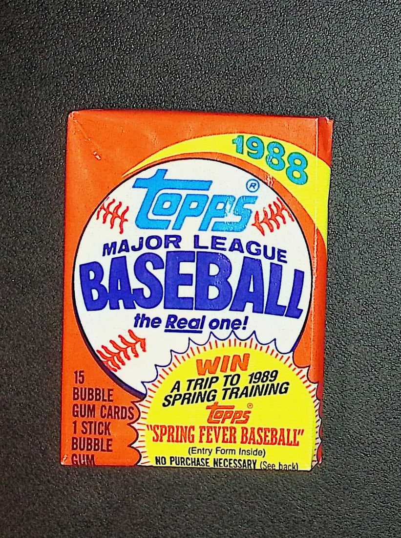 1988 Topps Series 1 Vintage Baseball Card Retail Box Wax Pack Sports Cards: Topps Vintage Rookie Basseball MLB Trading & Sports Cards, Rookie Cards in this Set are Tom Glavine, & Jim Abbott, Old Baseball and Sports Cards For Sale Near Me, World Series Players, Hall of Fame St